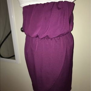 Strapless plum colored wrap dress